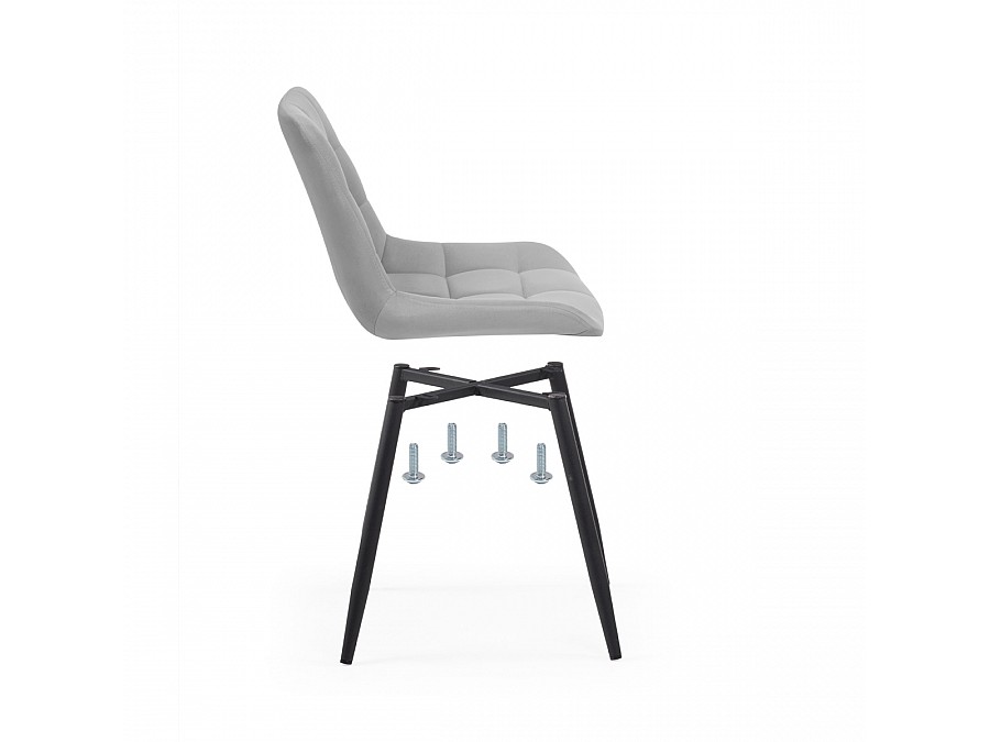 Стул на металлокаркасе Челси велюр светло-серый / черный