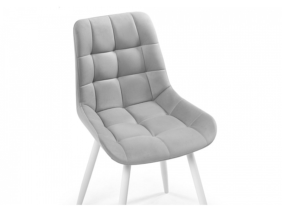 Стул на металлокаркасе Челси крутящийся велюр светло-серый / белый