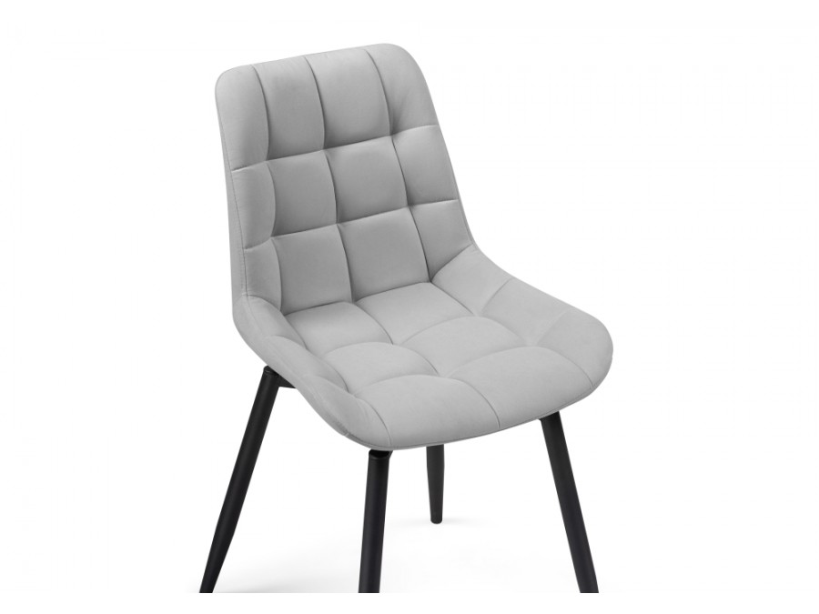 Стул на металлокаркасе Челси крутящийся велюр светло-серый / черный