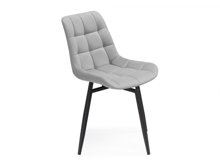 Стул на металлокаркасе Челси крутящийся велюр светло-серый / черный