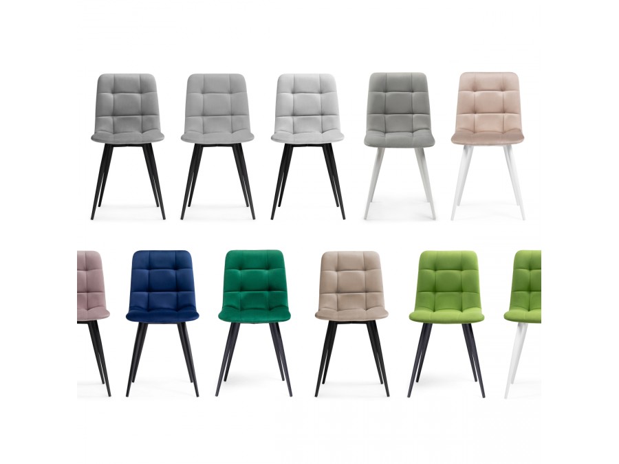 Стул на металлокаркасе Чилли велюр светло-зеленый / белый