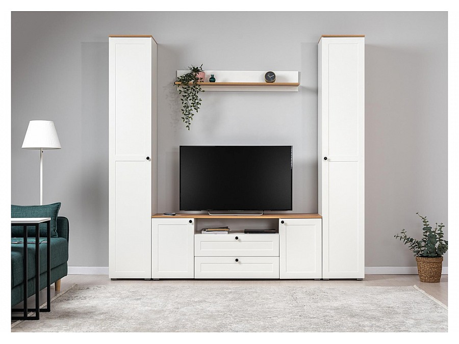 ТВ-тумбы Опра 16.47 белый PE шагрень / дуб золотой craft