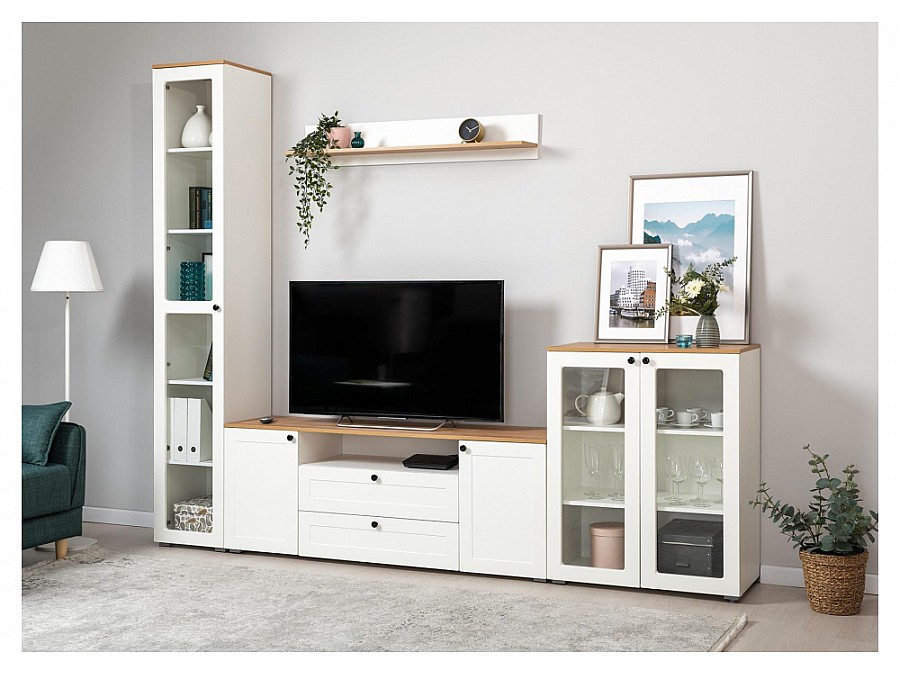 ТВ-тумбы Опра 16.47 белый PE шагрень / дуб золотой craft