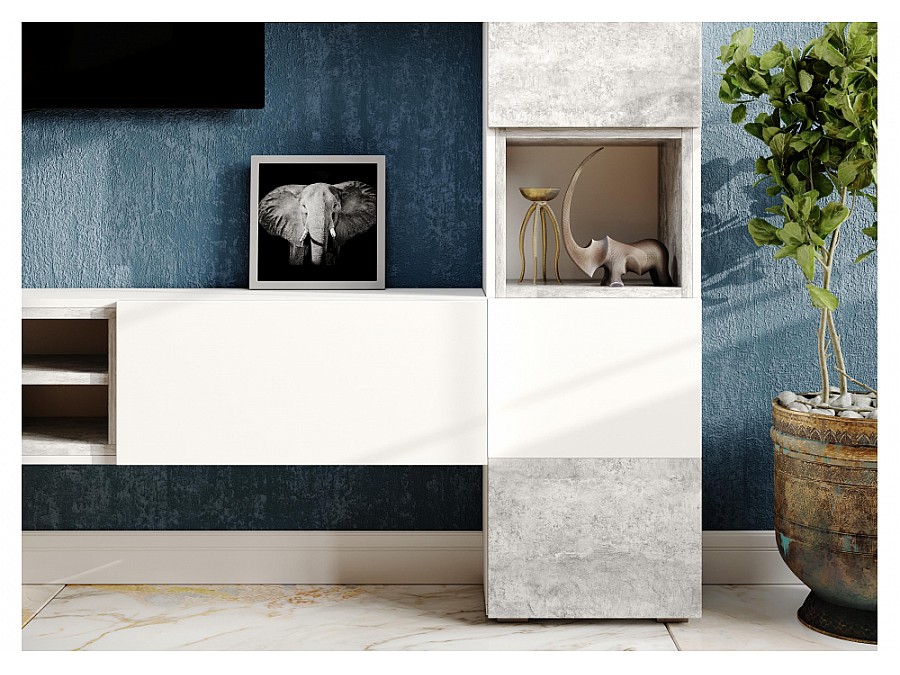 ТВ-тумбы Лонгфорд белый / бетон светлый