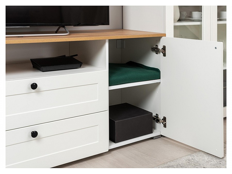 ТВ-тумбы Опра 16.47 белый PE шагрень / дуб золотой craft