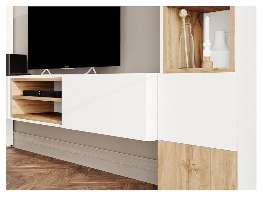ТВ-тумбы Лонгфорд белый / дуб вотан