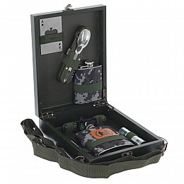 Набор из 7-ми предм: фляжка 210 мл, фляжка 120 мл, ручка, фонарь, компас, открывалка, складной н-р,