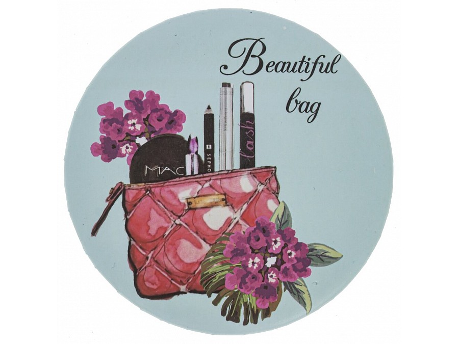 Зеркало карманное, L7 W7 H1 см, 6в.