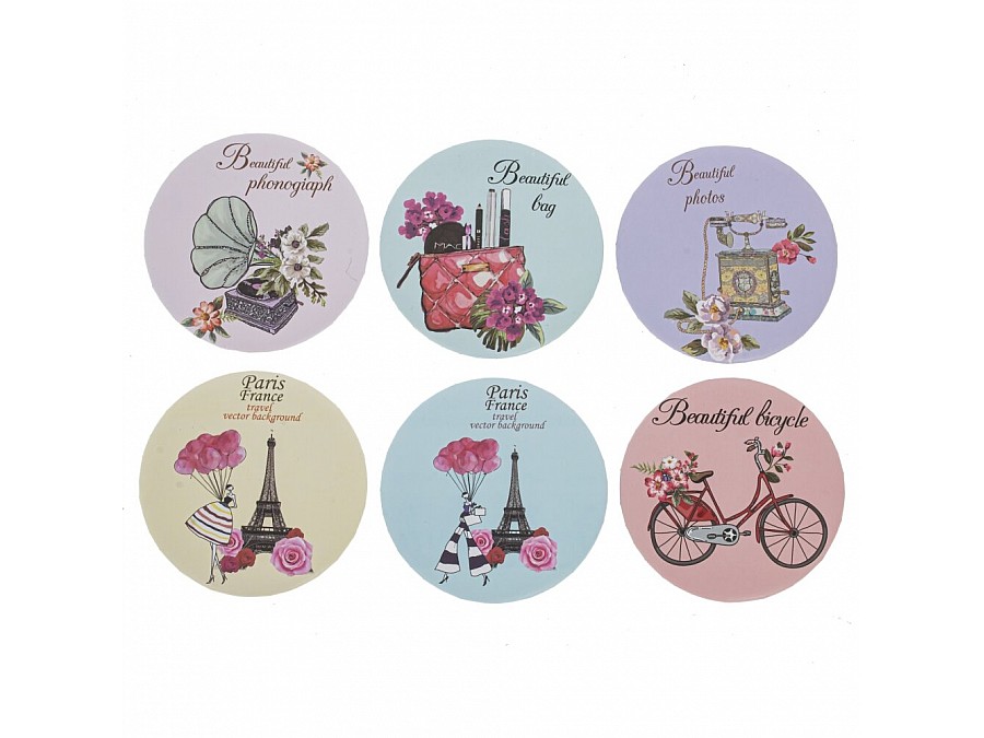 Зеркало карманное, L7 W7 H1 см, 6в.