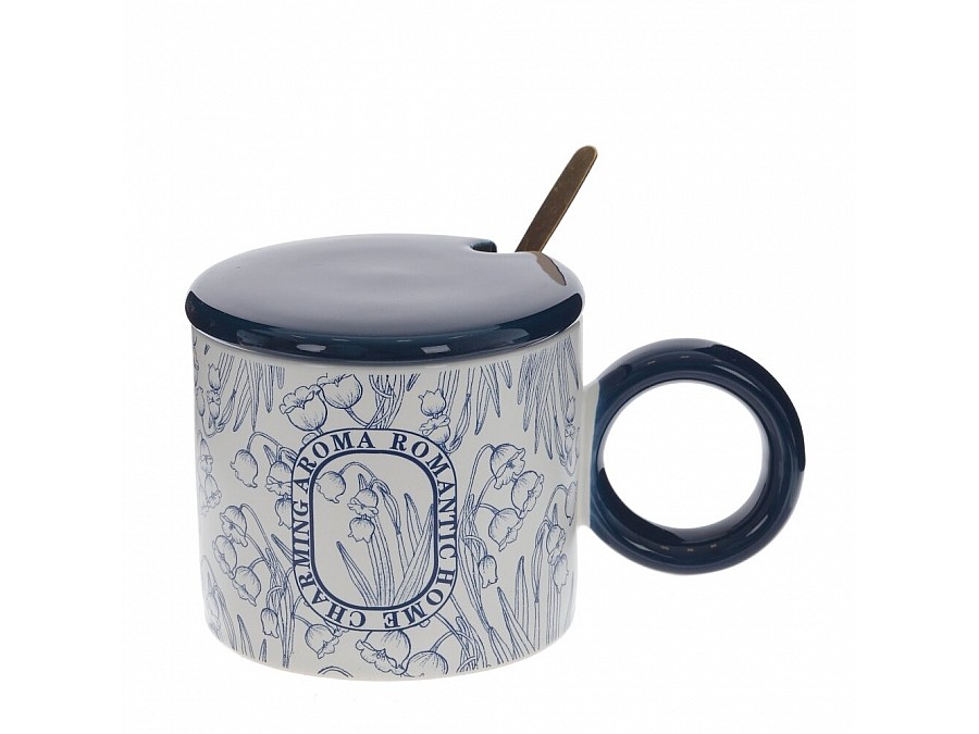 Кружка с блюдцем и ложкой, 350 мл, L14 W9 H8 см, 4в.