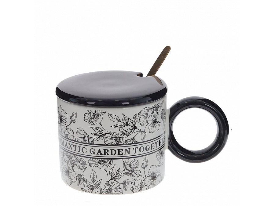 Кружка с блюдцем и ложкой, 350 мл, L14 W9 H8 см, 4в.