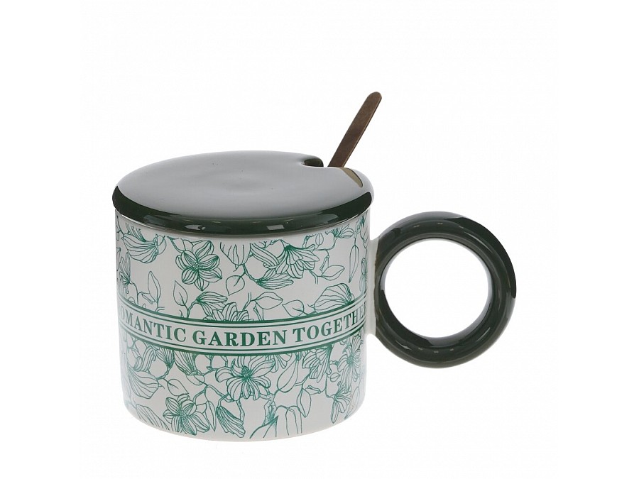 Кружка с блюдцем и ложкой, 350 мл, L14 W9 H8 см, 4в.