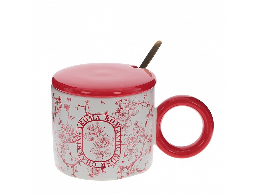 Кружка с блюдцем и ложкой, 350 мл, L14 W9 H8 см, 4в.