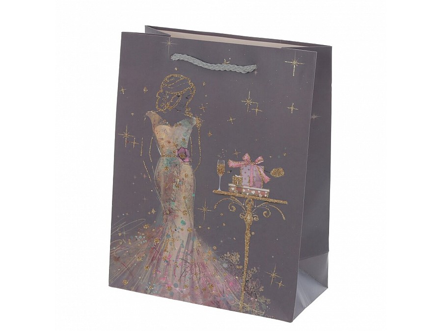 Пакет подарочный (бумага, плотность 210г/м2, блок 12шт), L18 W8,5 H23 см, 4в.