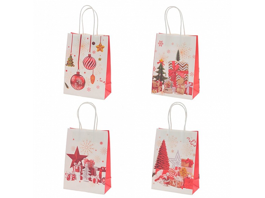 Пакет подарочный (бумага, плотность 120г/м2, блок микс 12шт), L15 W8 H21 см, 4в.