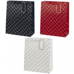 Пакет подарочный (бумага, плотность 210г/м2, блок 12шт), L26 W12 H32 см, 3в.