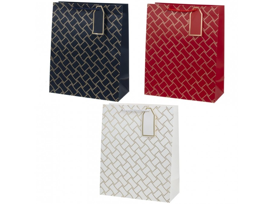 Пакет подарочный (бумага, плотность 210г/м2, блок 12шт), L26 W12 H32 см, 3в.