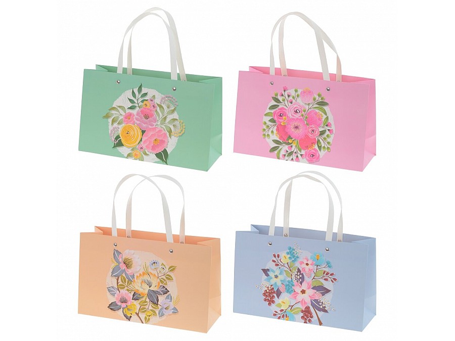 Пакет подарочный (бумага, плотность 210г/м2, блок 12шт), L28 W10 H17 см, 4в.