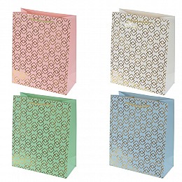 Пакет подарочный (бумага, плотность 210г/м2, блок микс 12шт), L26 W12 H32 см, 4в.