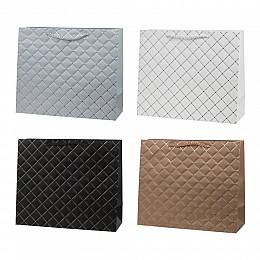 Пакет подарочный (бумага, плотность 210г/м2, блок 12шт), L31 W12 H26 см, 4в.