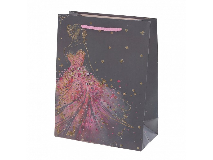 Пакет подарочный (бумага, плотность 210г/м2, блок 12шт), L18 W8,5 H23 см, 4в.