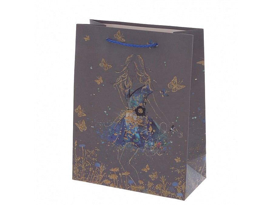 Пакет подарочный (бумага, плотность 210г/м2, блок 12шт), L18 W8,5 H23 см, 4в.