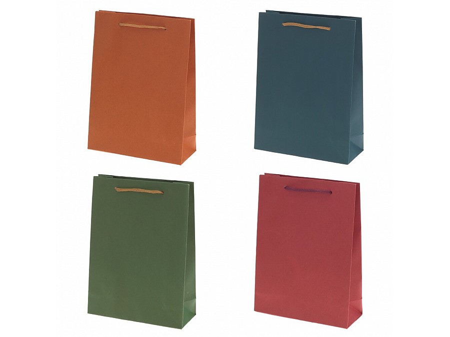 Пакет подарочный (бумага, плотность 210г/м2, блок 12шт), L15 W6 H20 см, 4в.