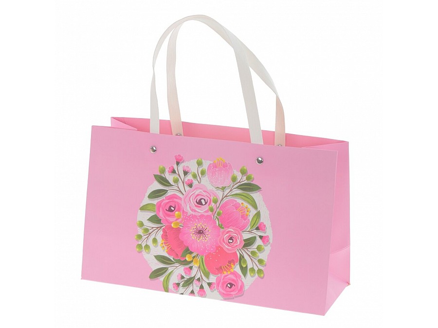 Пакет подарочный (бумага, плотность 210г/м2, блок 12шт), L28 W10 H17 см, 4в.