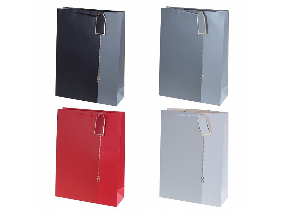 Пакет подарочный (бумага, плотность 210г/м2, блок 12шт), L31 W12 H42 см, 4в.