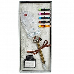 Набор подарочный: ручка перьевая, чернилы (5 цветов), чернильница, L11 W4 H26 см