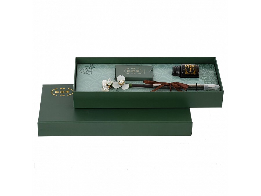 Набор подарочный: ручка перьевая, 5 наконечников, чернильница, L25 W11 H3,5 см