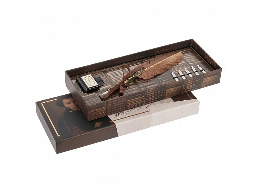 Набор подарочный: ручка перьевая, 5 наконечников, чернильница, L28 W11,5 H3,5 см