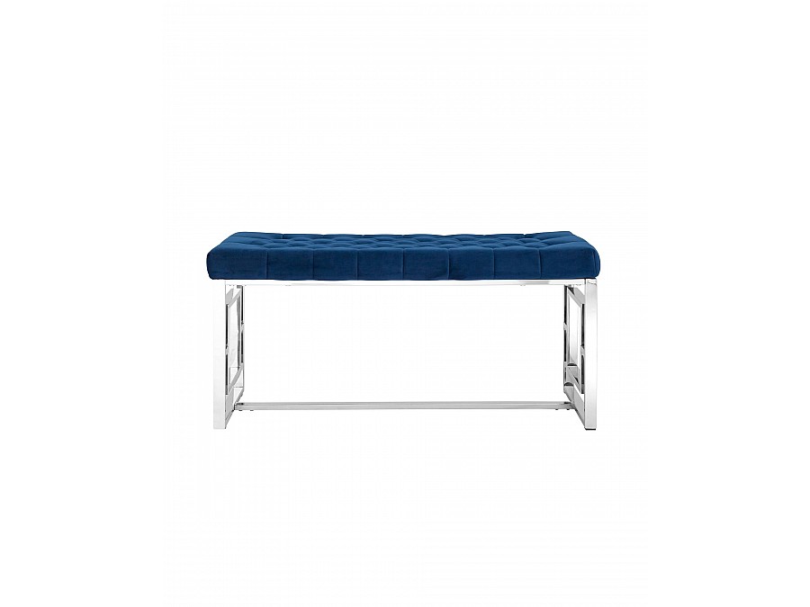 Банкетка-скамейка БРУКЛИН велюр синий сталь серебро
