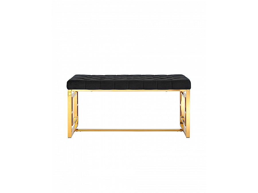 Банкетка-скамейка БРУКЛИН велюр черный сталь золото