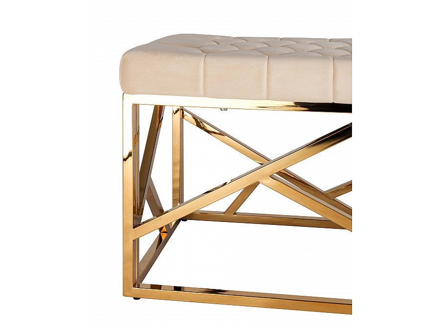 Банкетка-скамейка АРТ ДЕКО велюр бежевый сталь золото