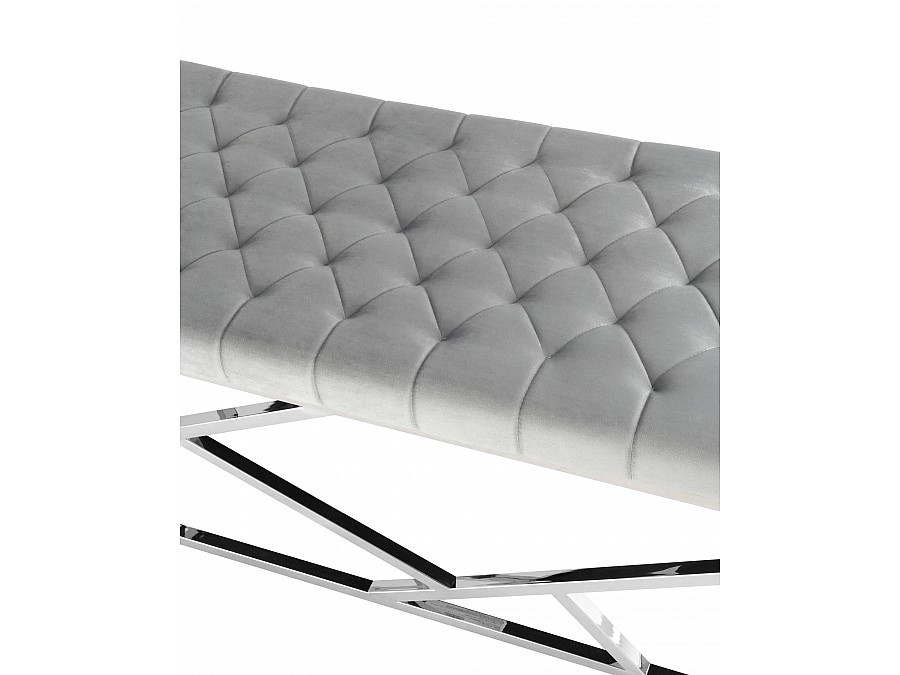 Банкетка-скамейка АРТ ДЕКО велюр серый сталь серебро