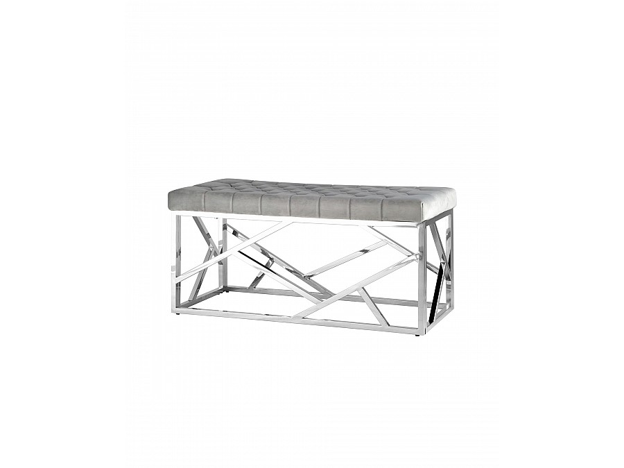 Банкетка-скамейка АРТ ДЕКО велюр серый сталь серебро
