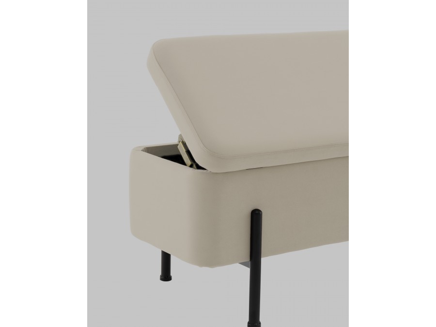 Банкетка Болейн с ящиком велюр бежевый черные ножки