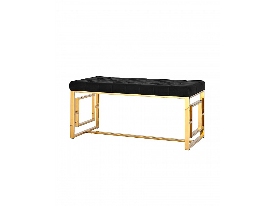 Банкетка-скамейка БРУКЛИН велюр черный сталь золото