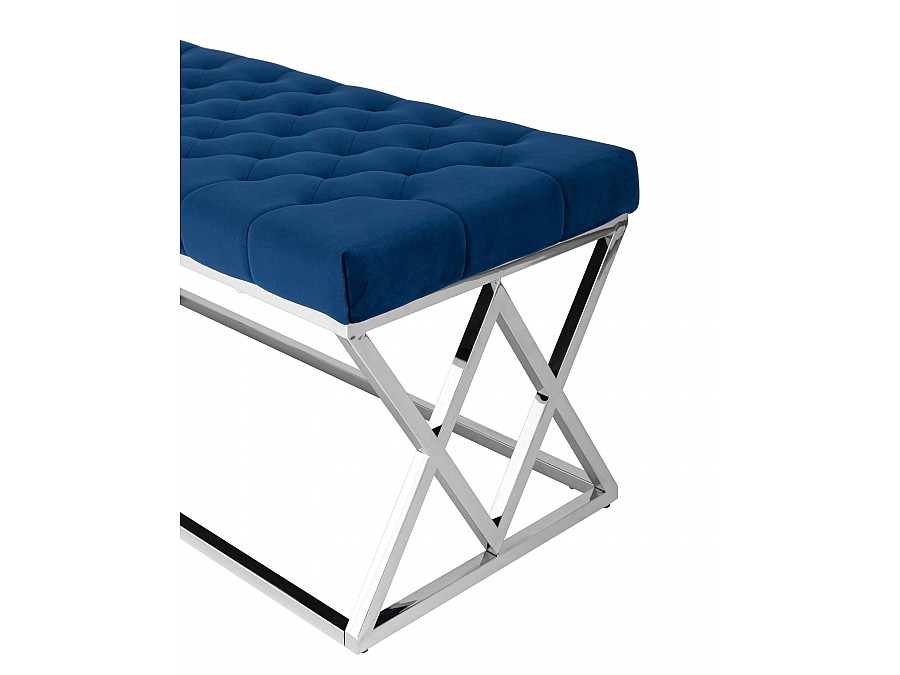Банкетка ИНСИГНИЯ велюр синий сталь серебро