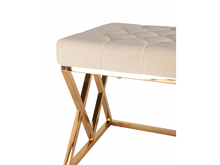 Банкетка ИНСИГНИЯ велюр бежевый сталь золото