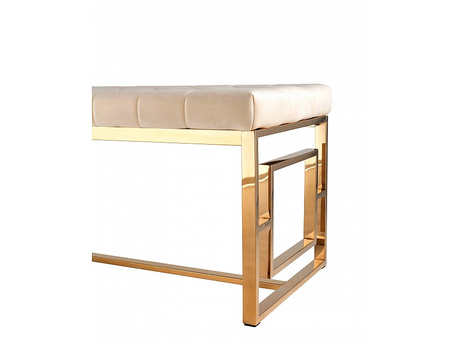 Банкетка-скамейка БРУКЛИН велюр бежевый сталь золото