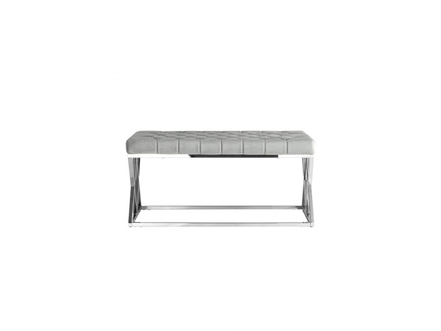 Банкетка ИНСИГНИЯ велюр серый сталь серебро