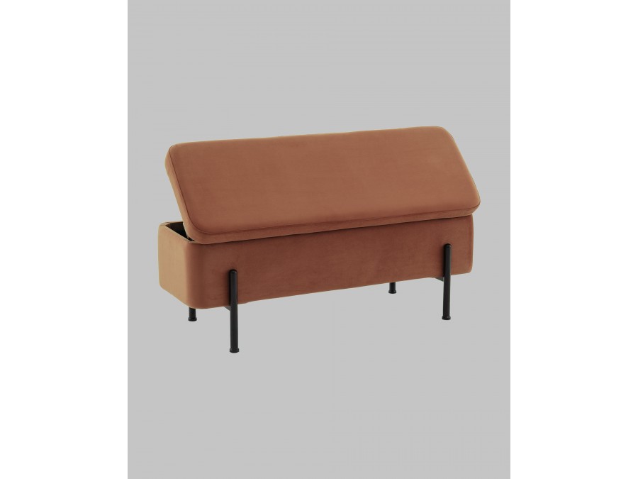 Банкетка Болейн с ящиком велюр терракотовый черные ножки