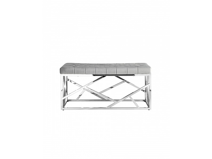Банкетка-скамейка АРТ ДЕКО велюр серый сталь серебро