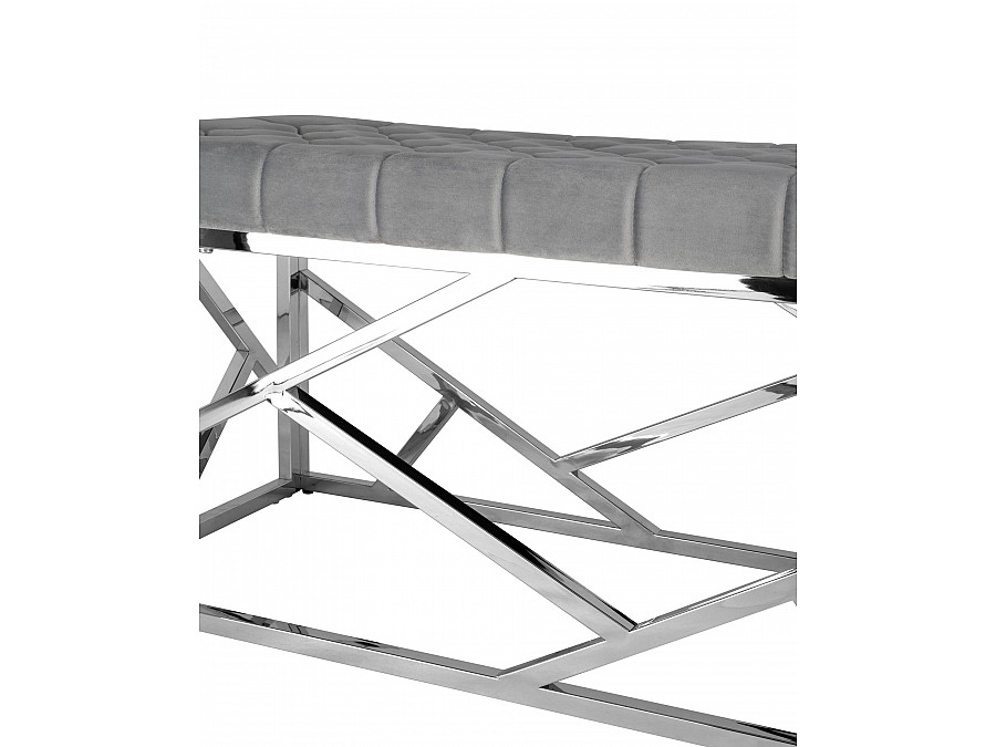 Банкетка-скамейка АРТ ДЕКО велюр серый сталь серебро