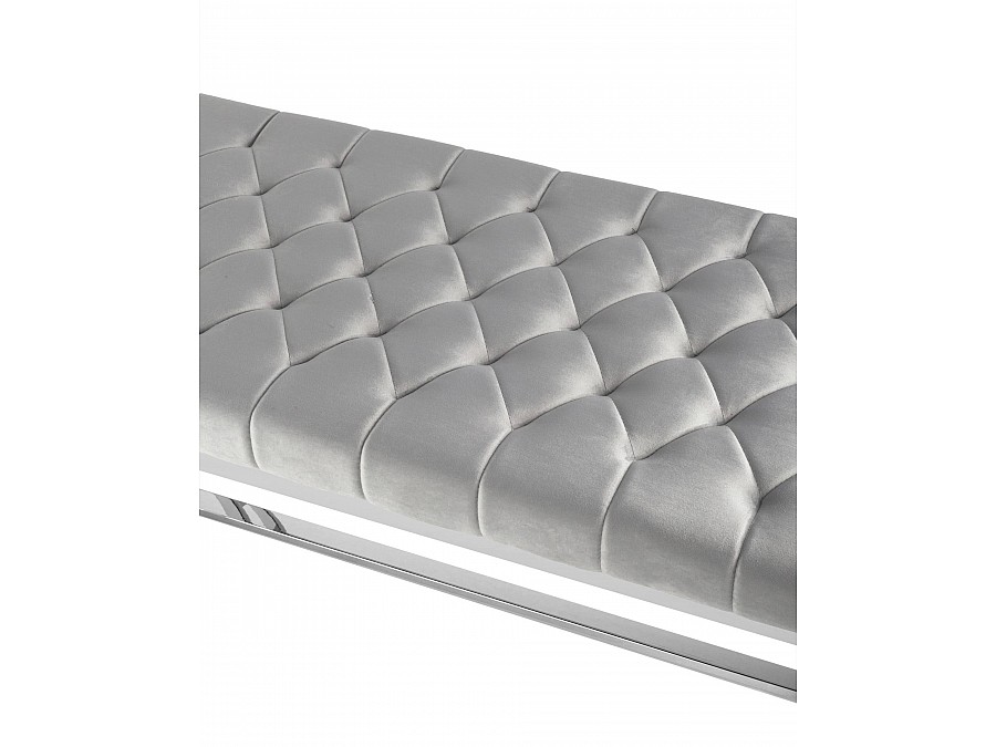 Банкетка-скамейка БРУКЛИН велюр серый сталь серебро