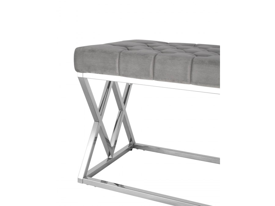 Банкетка ИНСИГНИЯ велюр серый сталь серебро