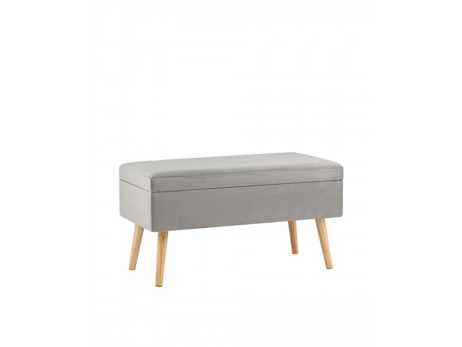 Банкетка Сторми с ящиком, велюр серый