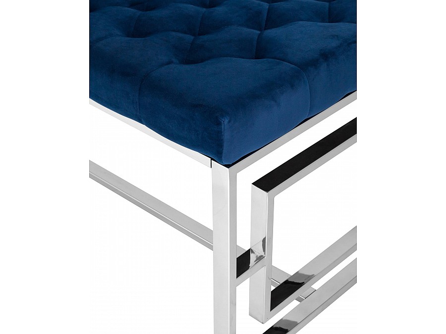 Банкетка-скамейка БРУКЛИН велюр синий сталь серебро